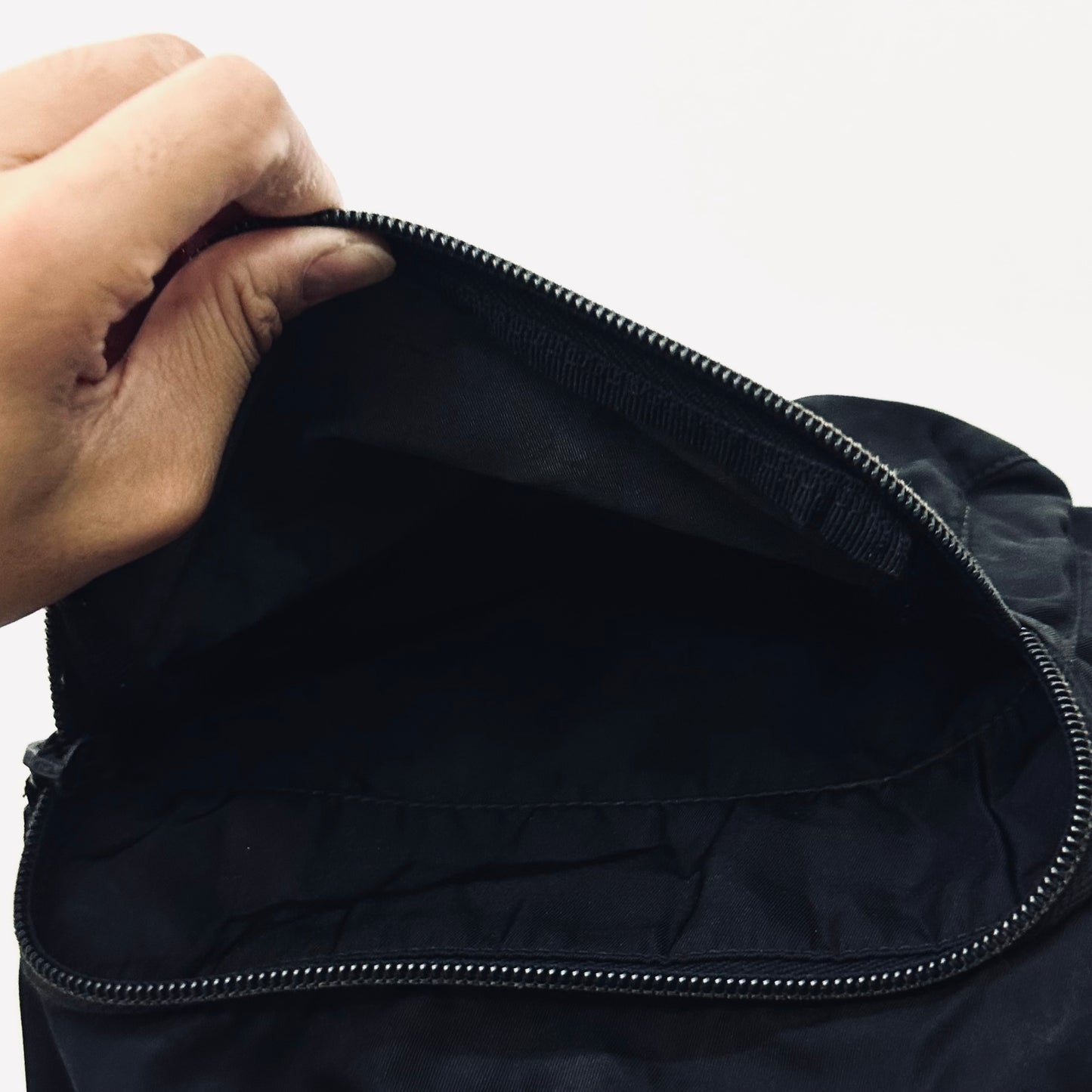 Prada Tessuto Classic Black Monogram Logo Nylon & Leather Backpack Bag