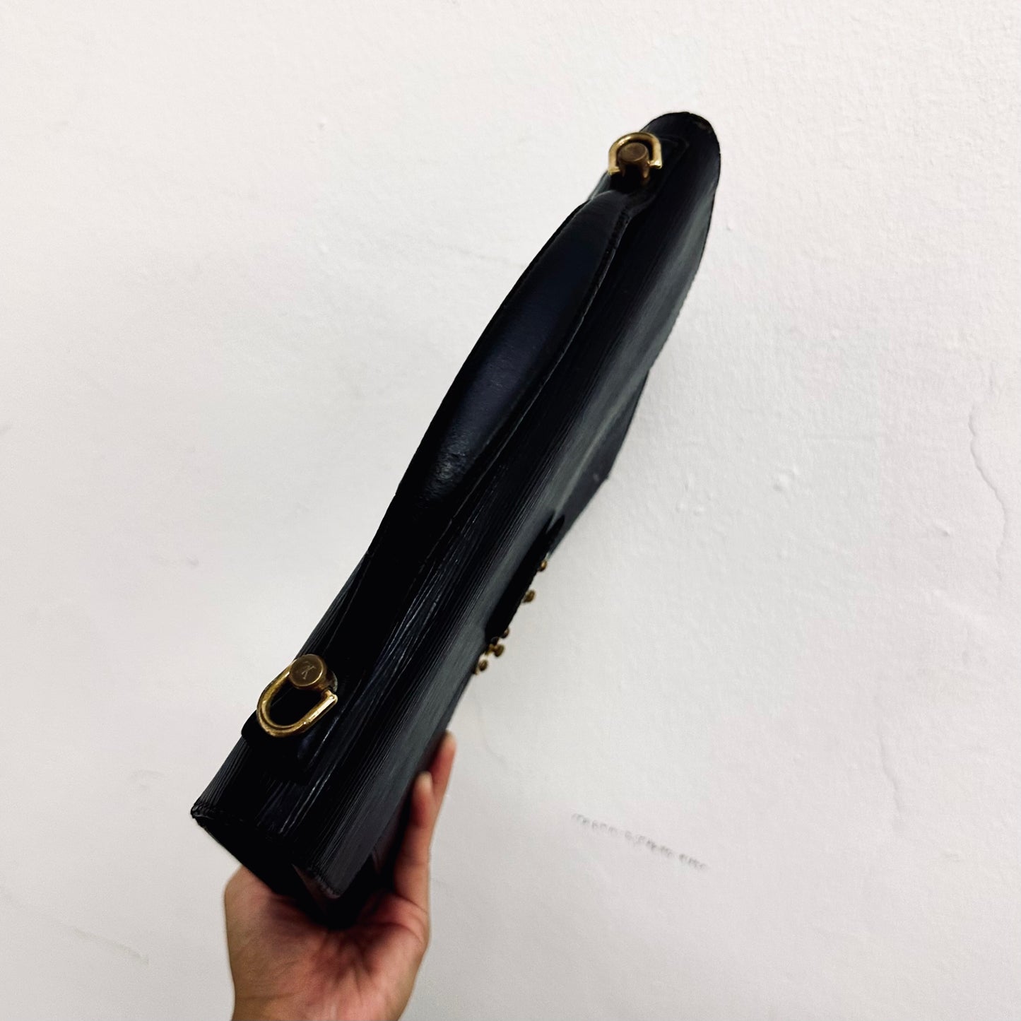 Louis Vuitton LV Monceau 28 Black GHW Epi Leather Monogram Logo Top Handle Flap Bag