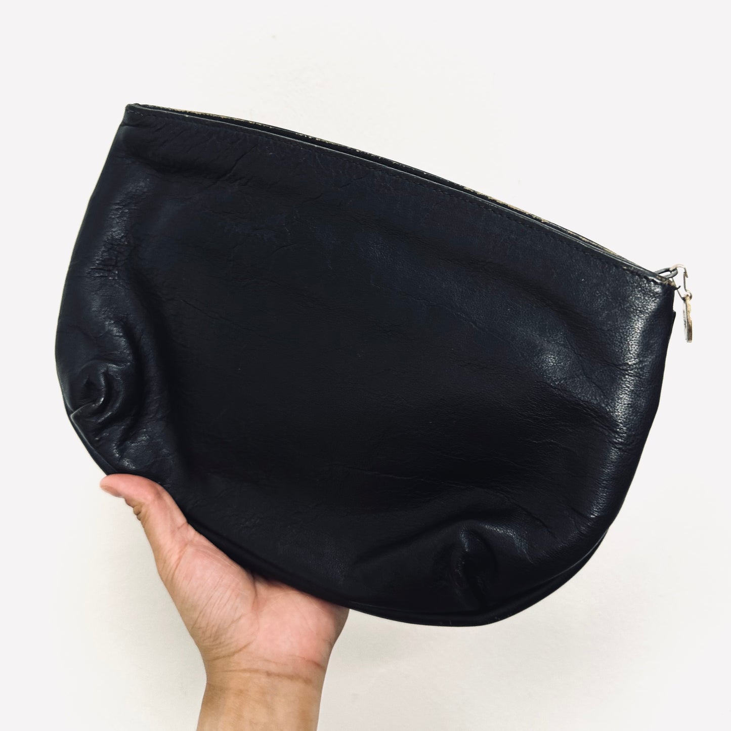 Christian Dior CD Black GHW Leather Monogram Logo Clutch Pouch Case