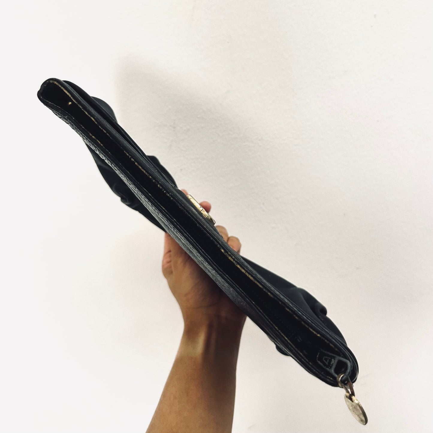 Christian Dior CD Black GHW Leather Monogram Logo Clutch Pouch Case