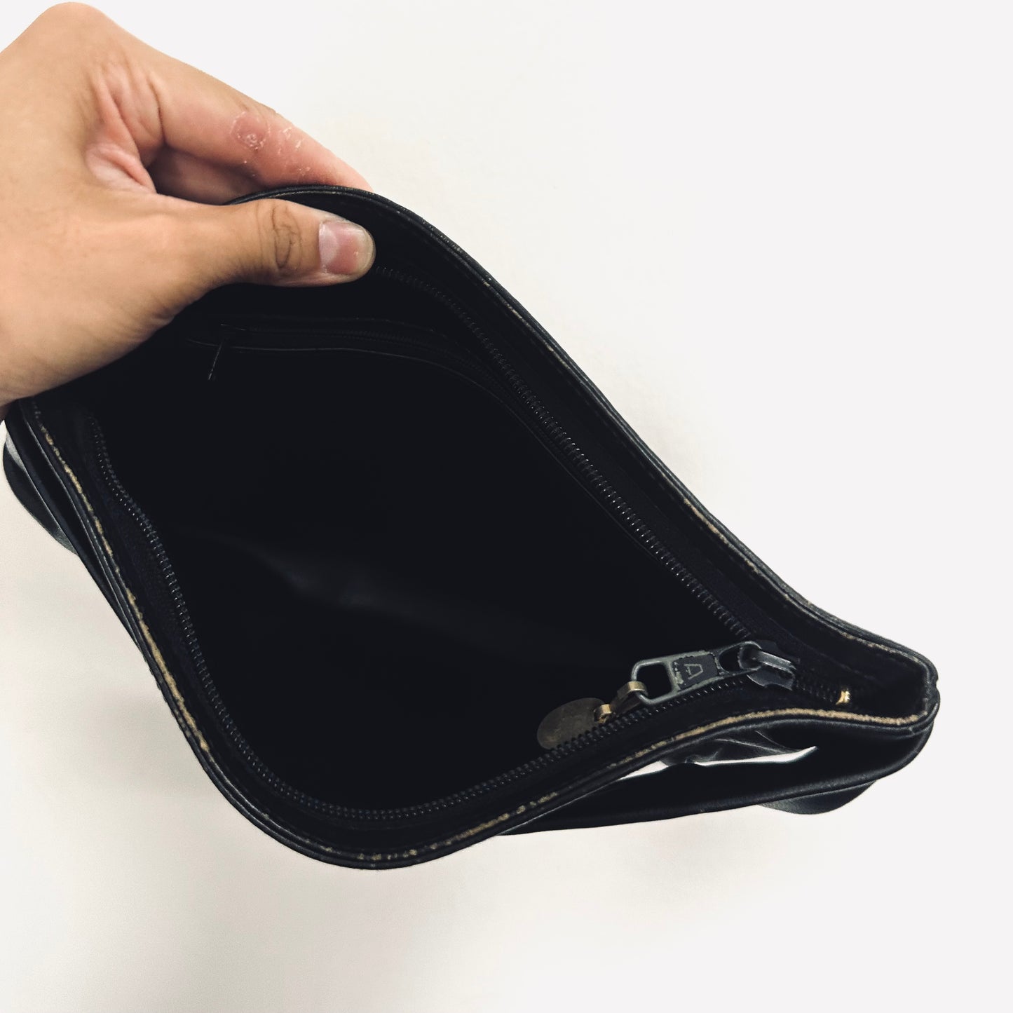 Christian Dior CD Black GHW Leather Monogram Logo Clutch Pouch Case