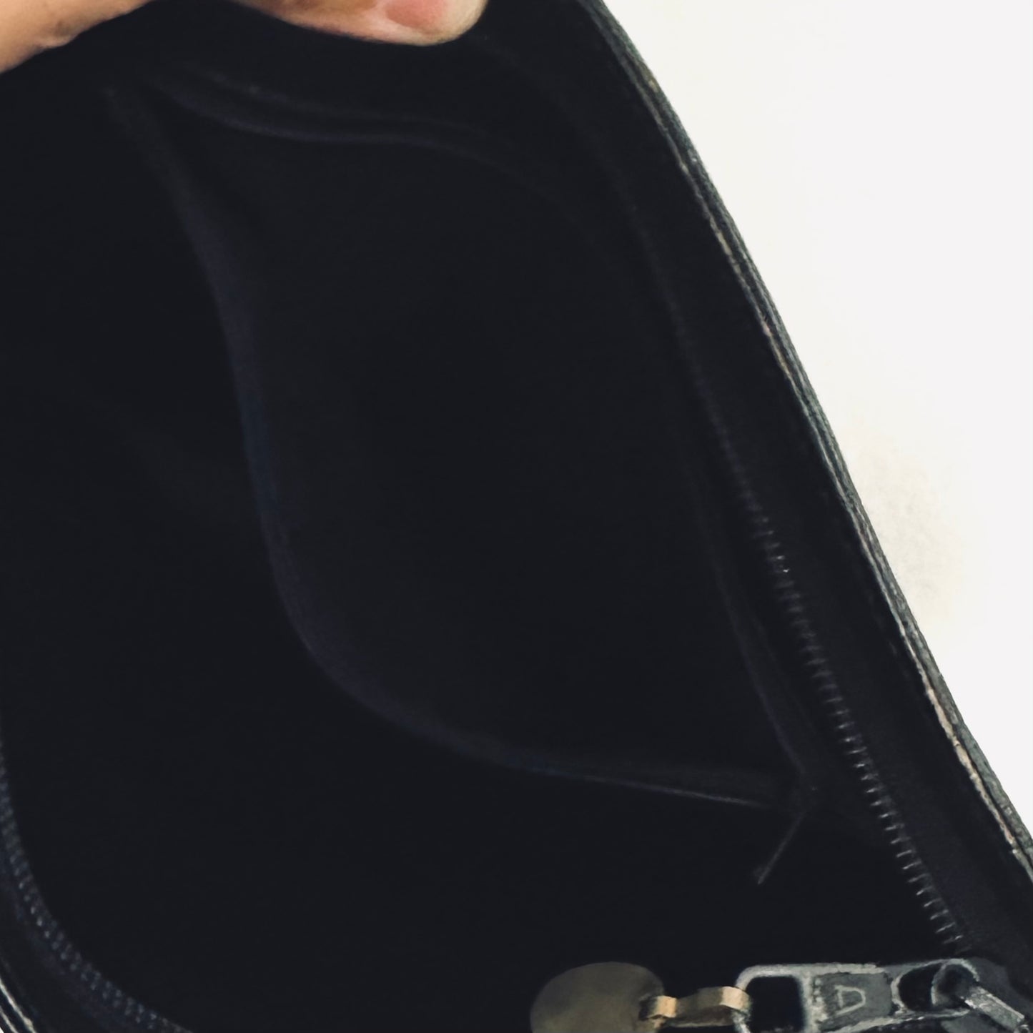 Christian Dior CD Black GHW Leather Monogram Logo Clutch Pouch Case