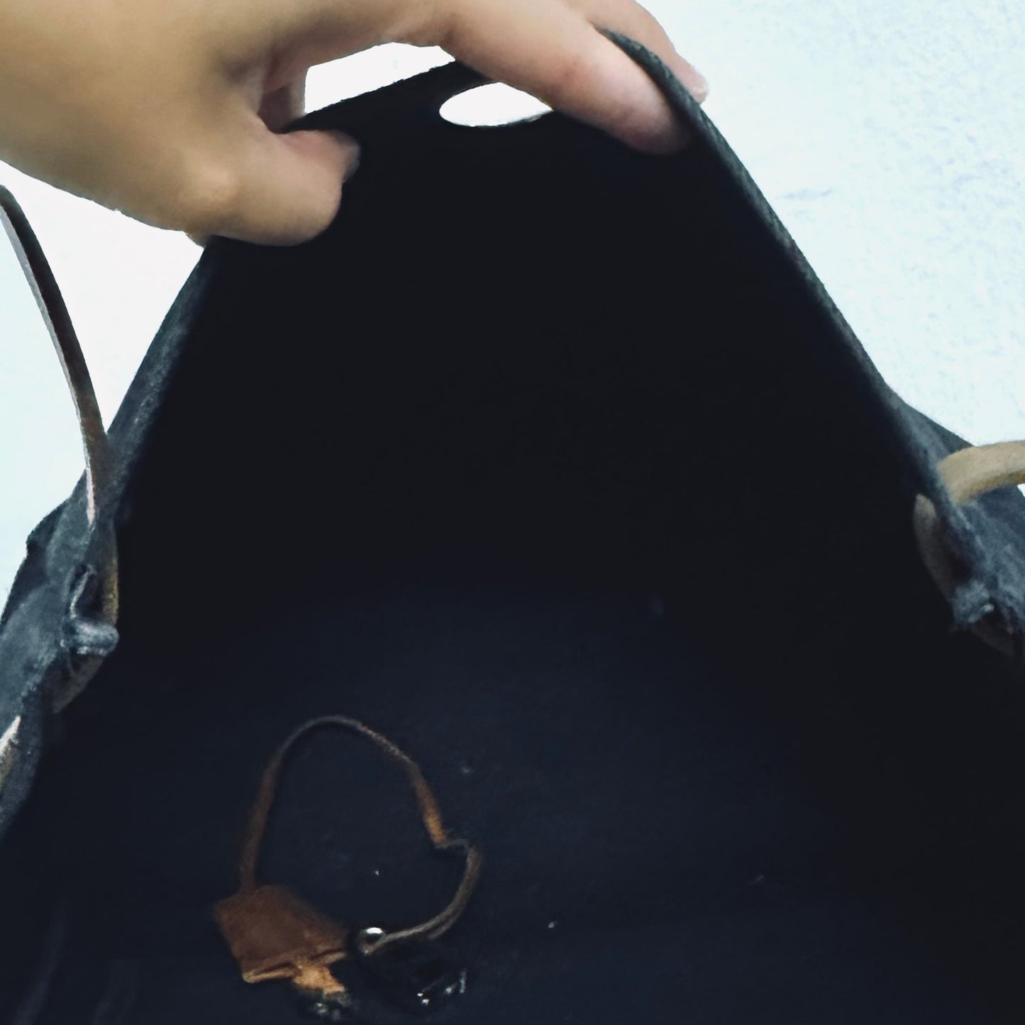 Hermes Black / Tan Herbag 28 Sac A Dos Canvas / Leather Top Handle Shoulder Sling Tote Bag