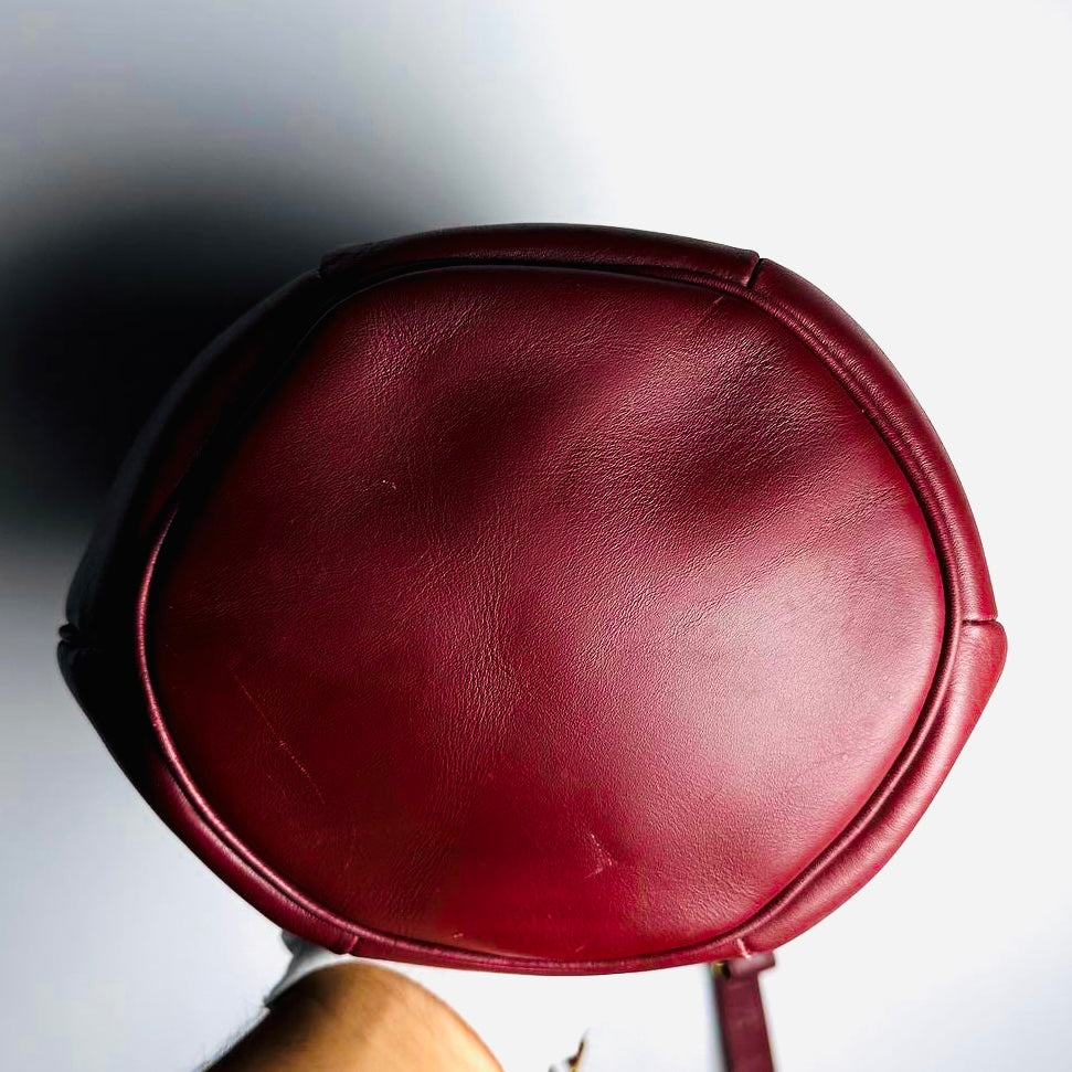 Cartier Must / Mast de Cartier Burgundy Maroon Red GHW Smooth Leather Bucket Shoulder Sling Bag