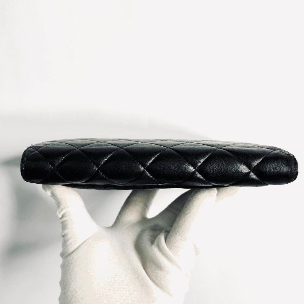 Chanel Black CC Logo Classic WOC Quilted Lambskin Wallet On Chain Shoulder Sling Flap Bag 16s