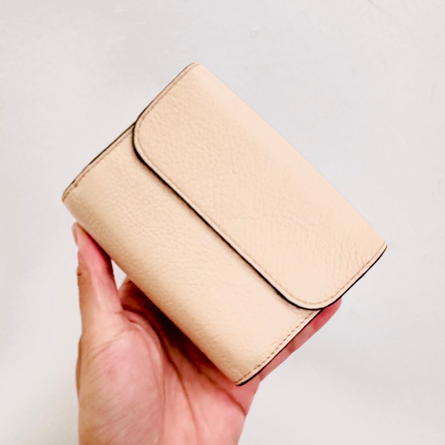 Chloe Alphabet Cement Pink GHW Leather Compact Flap Trifold Wallet