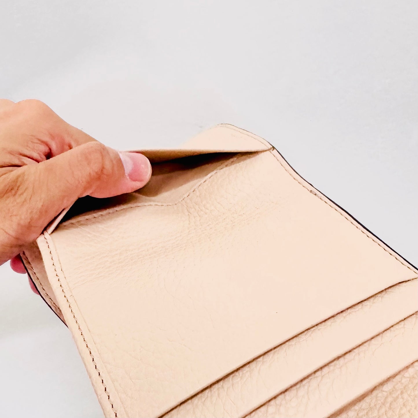 Chloe Alphabet Cement Pink GHW Leather Compact Flap Trifold Wallet