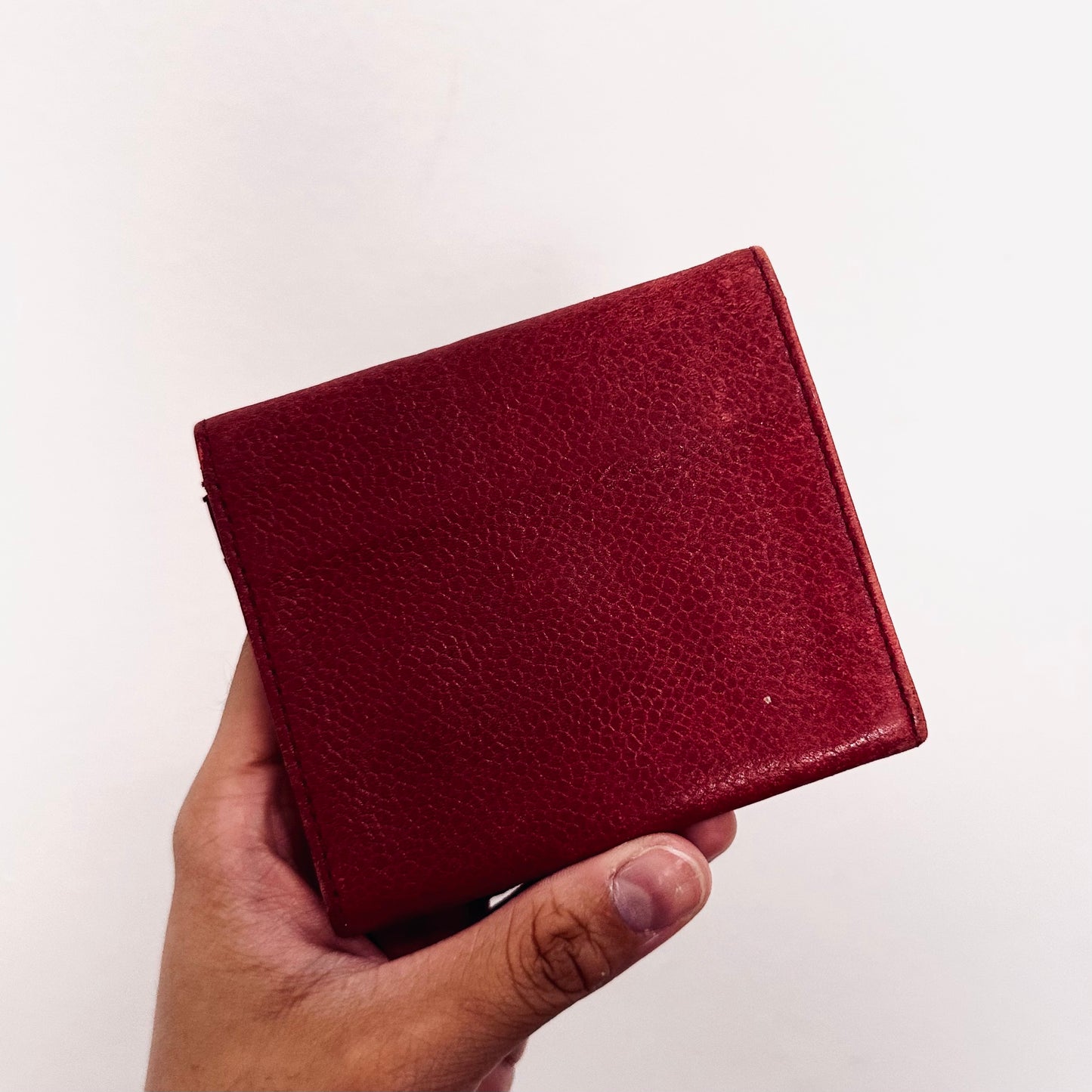 Chanel Red GHW Giant CC Logo Caviar Leather Flap Compact Wallet 3s