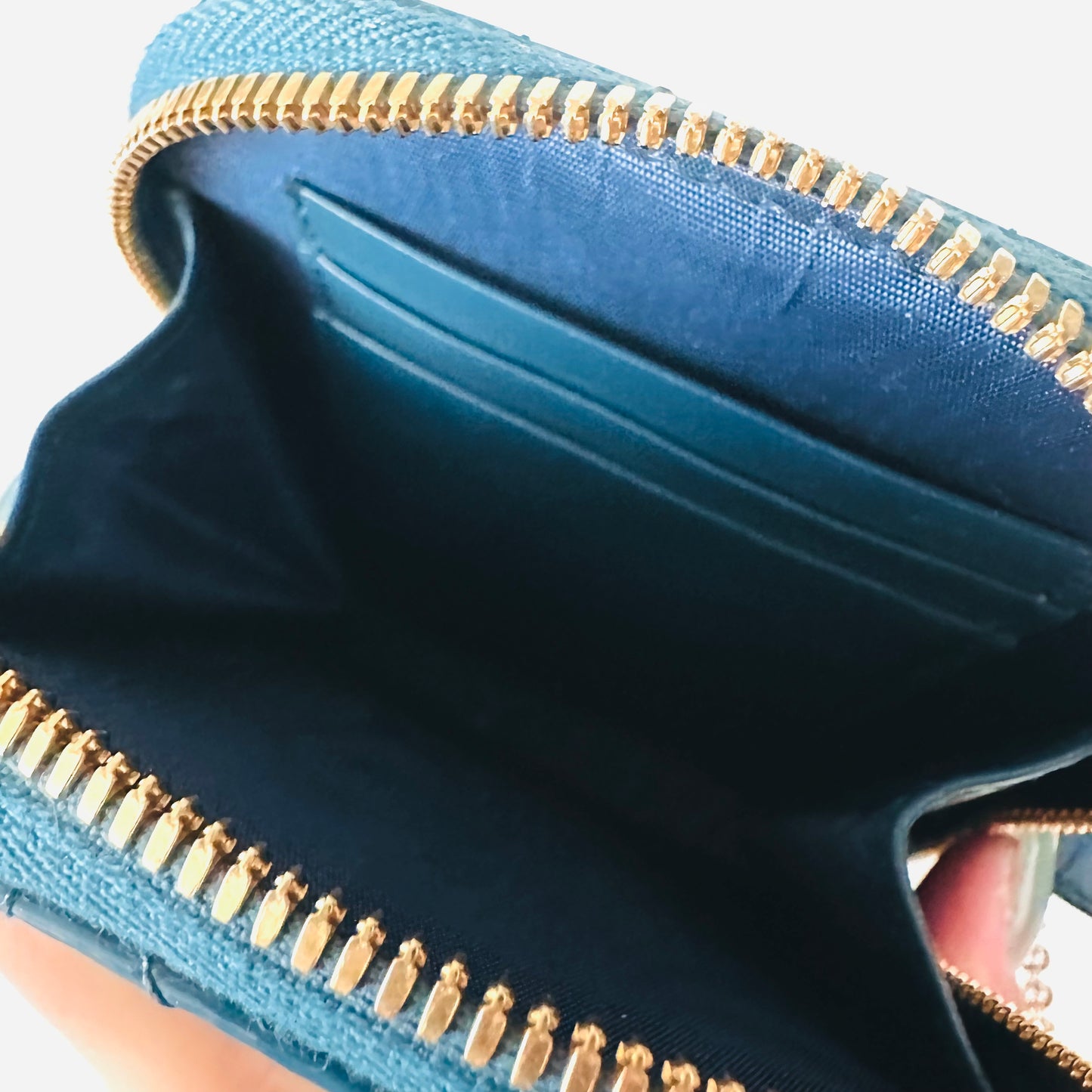 Christian Dior CD Call’In Blue GHW Lady Dior Cannage Quilted Patent Leather 2-Way Top Handle Chain Phone Sling Bag