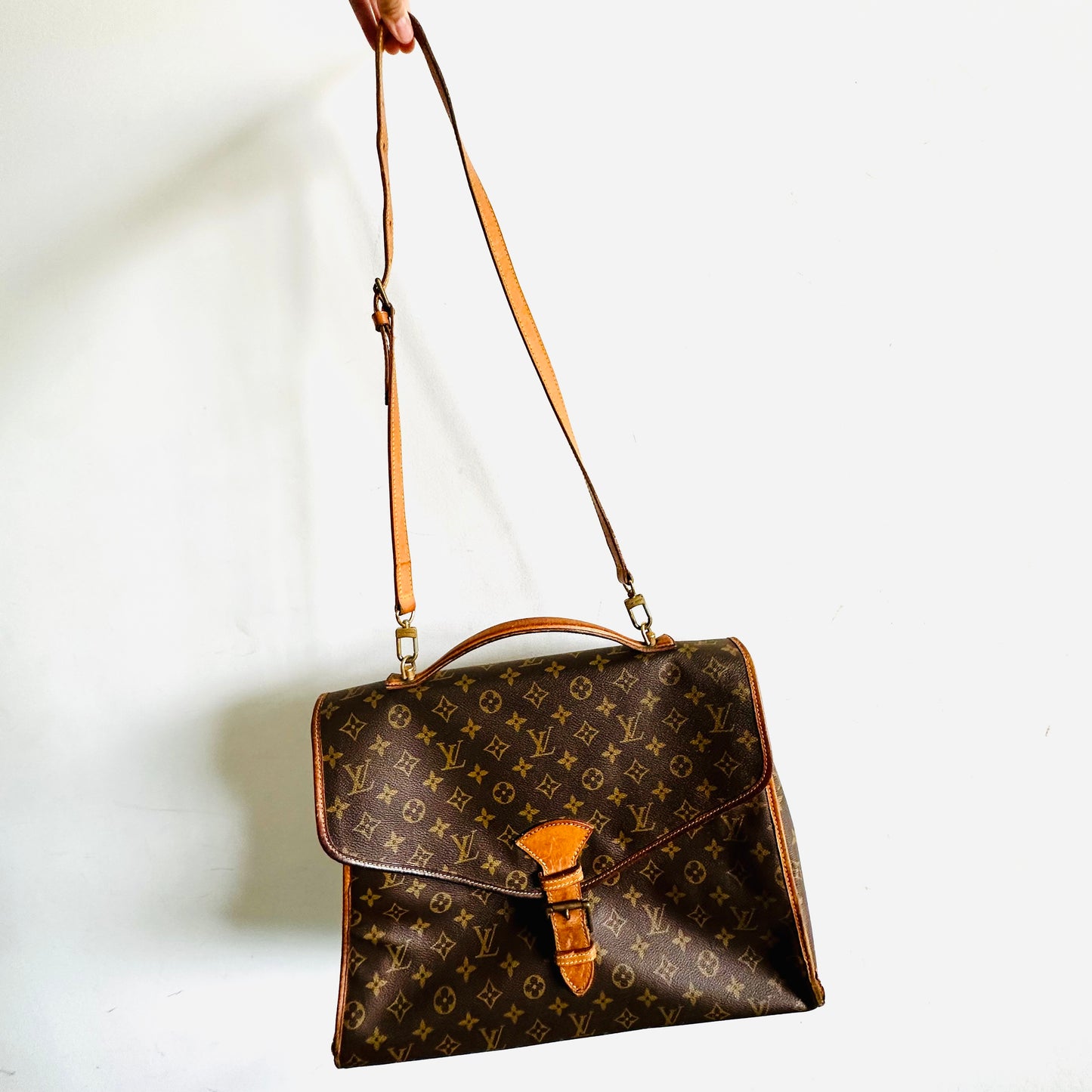 Louis Vuitton LV Bel Air Ivy Beverly Monogram Logo GHW 2-Way Top Handle Shoulder Sling Tote Bag