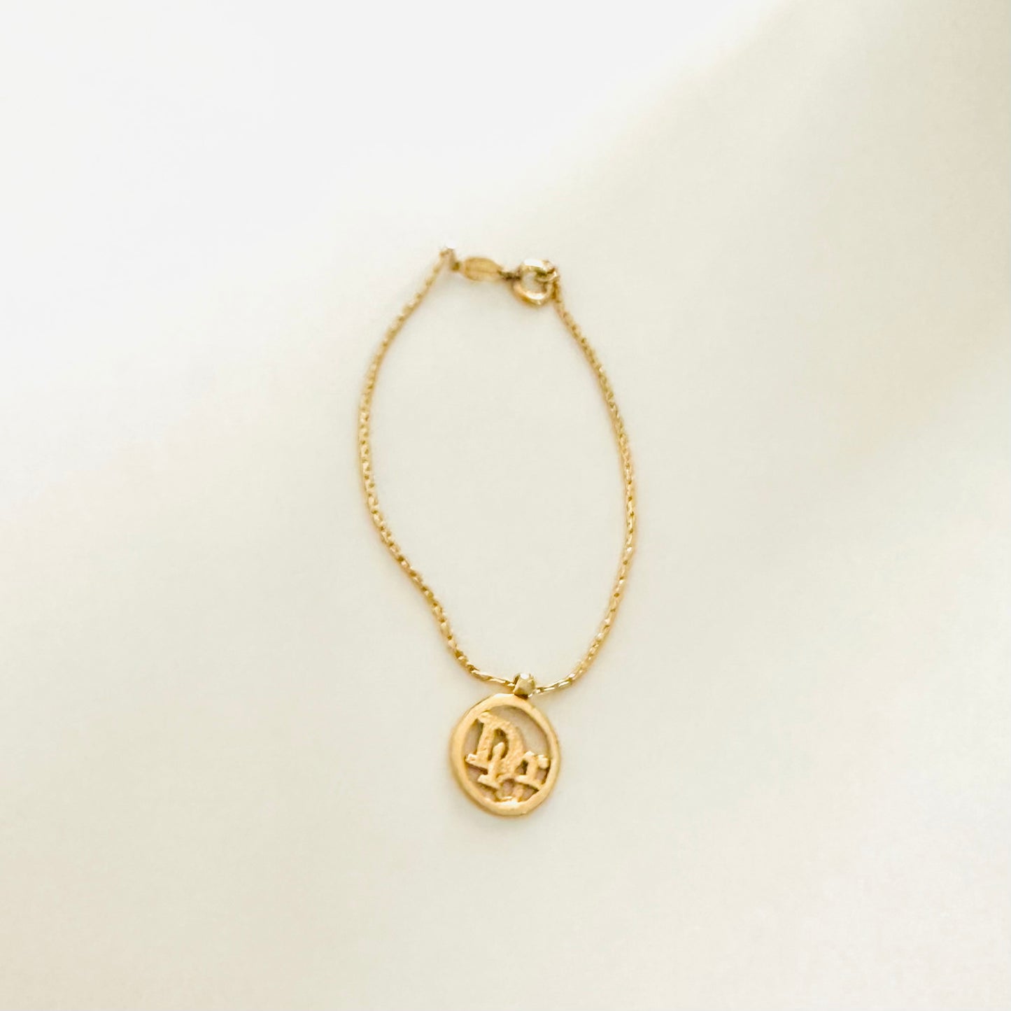 Christian Dior CD Classic Gold Giant Monogram Logo Pendant Bracelet