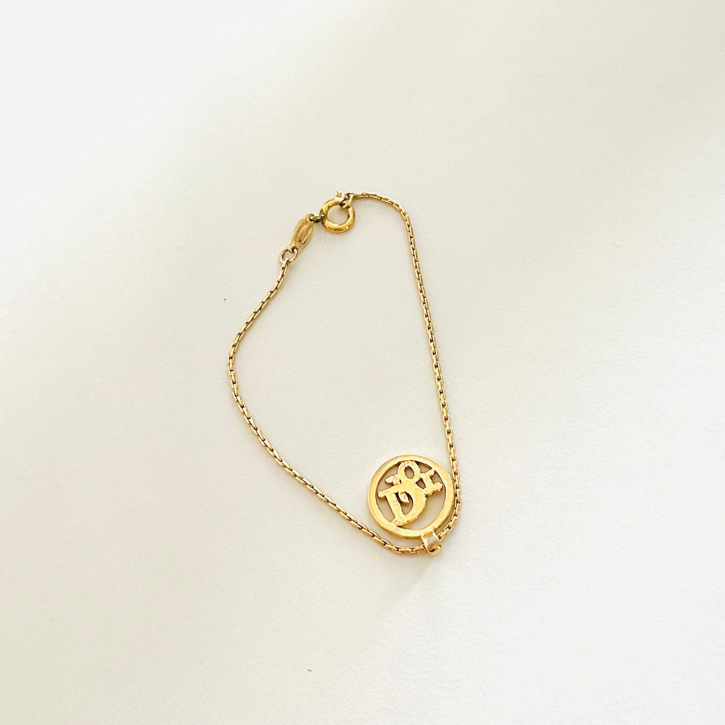 Christian Dior CD Classic Gold Giant Monogram Logo Pendant Bracelet