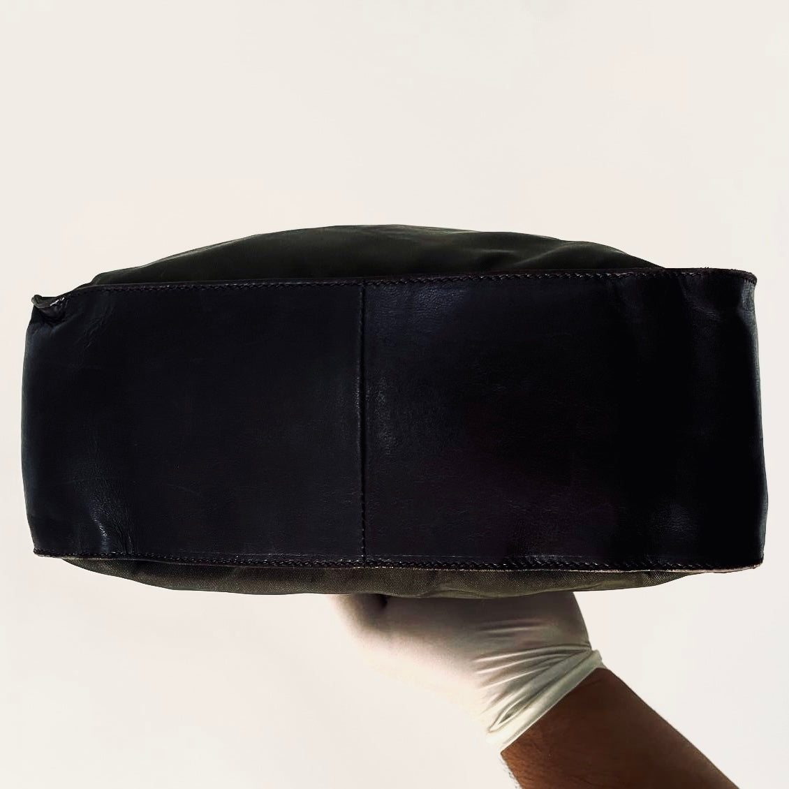Prada Dark Khaki Ebano Classic Nylon & Leather Tessuto Monogram Logo Camera Shoulder Sling Bag
