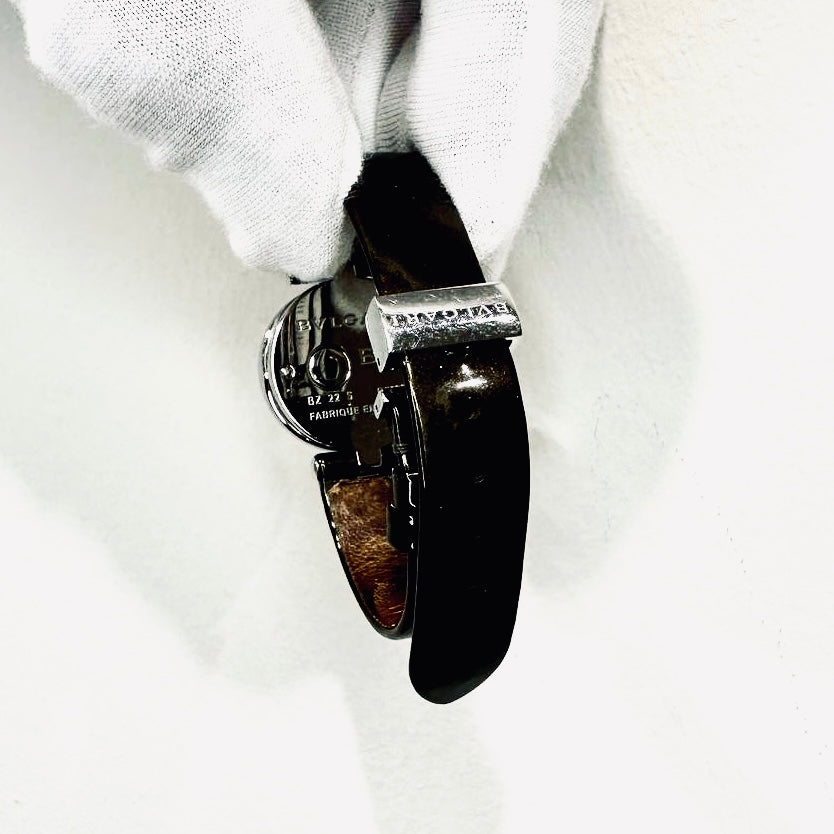 Bvlgari Bulgari B Zero Bzero Black Round Dial Stainless Steel 22MM Quartz Leather Strap Watch