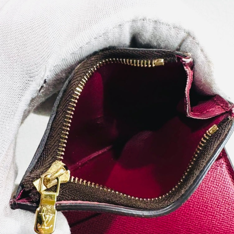 Louis Vuitton LV Zoe Monogram Logo & Fuchsia Leather GHW Flap Compact Trifold Wallet