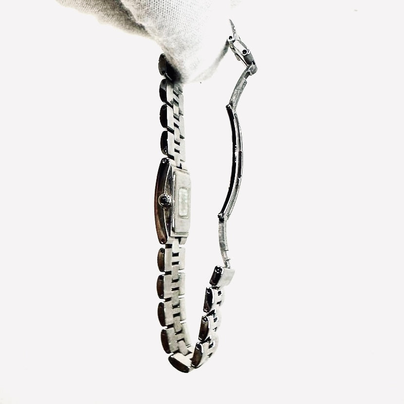 Givenchy Black Rectangular Dial Monogram Logo Stainless Steel Bracelet 17MM Quartz Watch