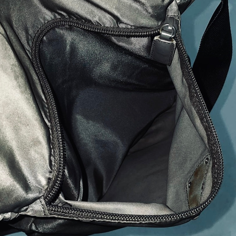 Prada Khaki Tessuto Logo Classic Nylon & Leather Camera Zip Shoulder Sling Bag