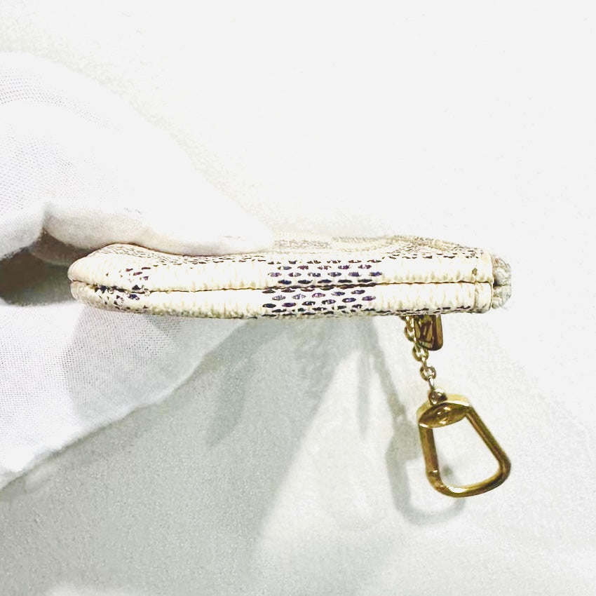 Louis Vuitton LV Key Cles Damier Azur DA Monogram Logo GHW Zip Pouch Clutch Case