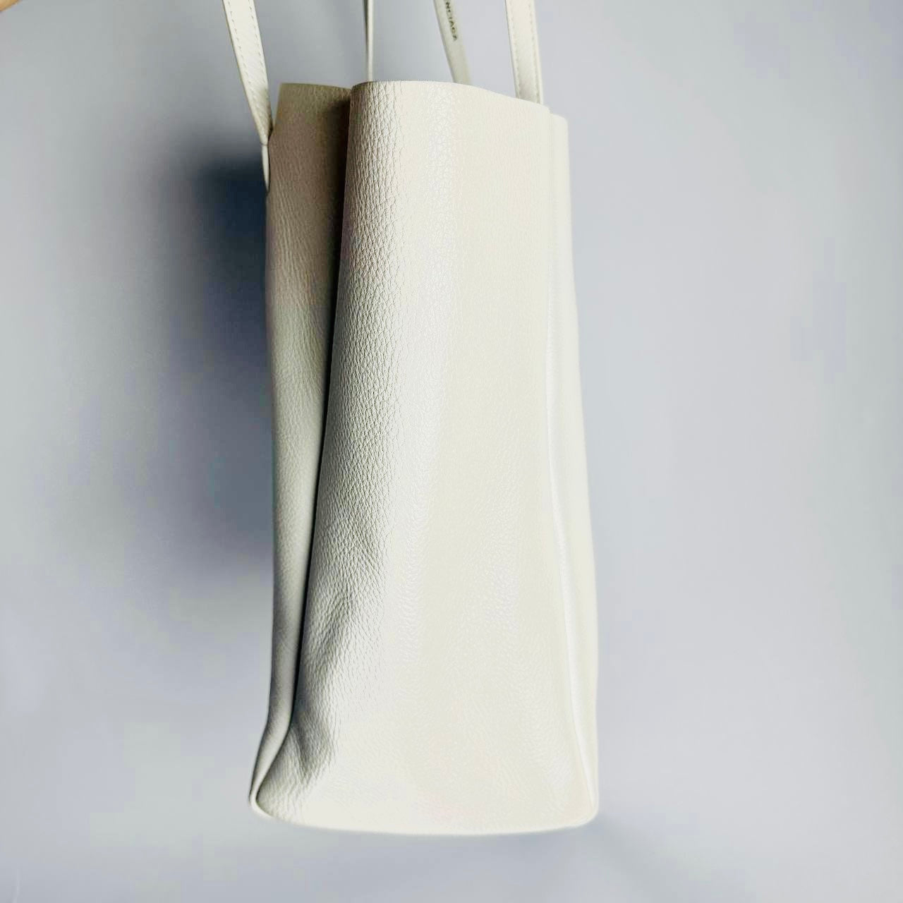 Balenciaga White Everyday S Monogram Logo Shoulder Leather Tote Bag With Pouch