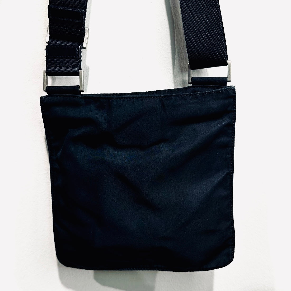Prada Navy Blue Tessuto Logo Classic Nylon & Leather Shoulder Sling Bag