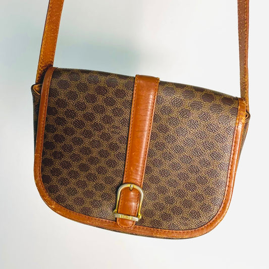 Celine Triomphe Macadam Monogram Logo GHW Full Flap Buckle Shoulder Sling Bag