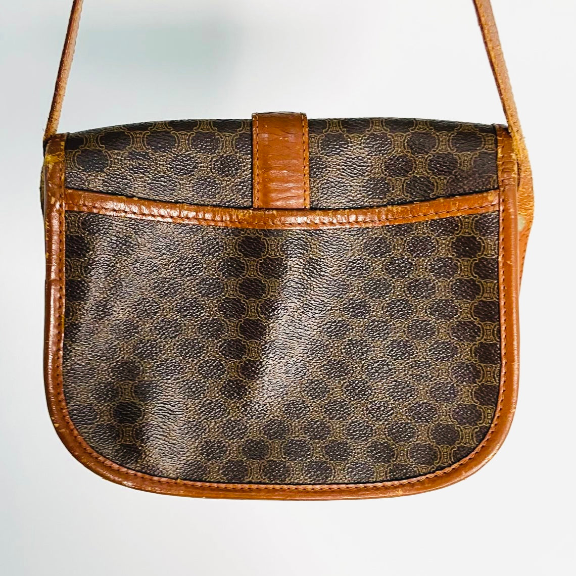 Celine Triomphe Macadam Monogram Logo GHW Full Flap Buckle Shoulder Sling Bag
