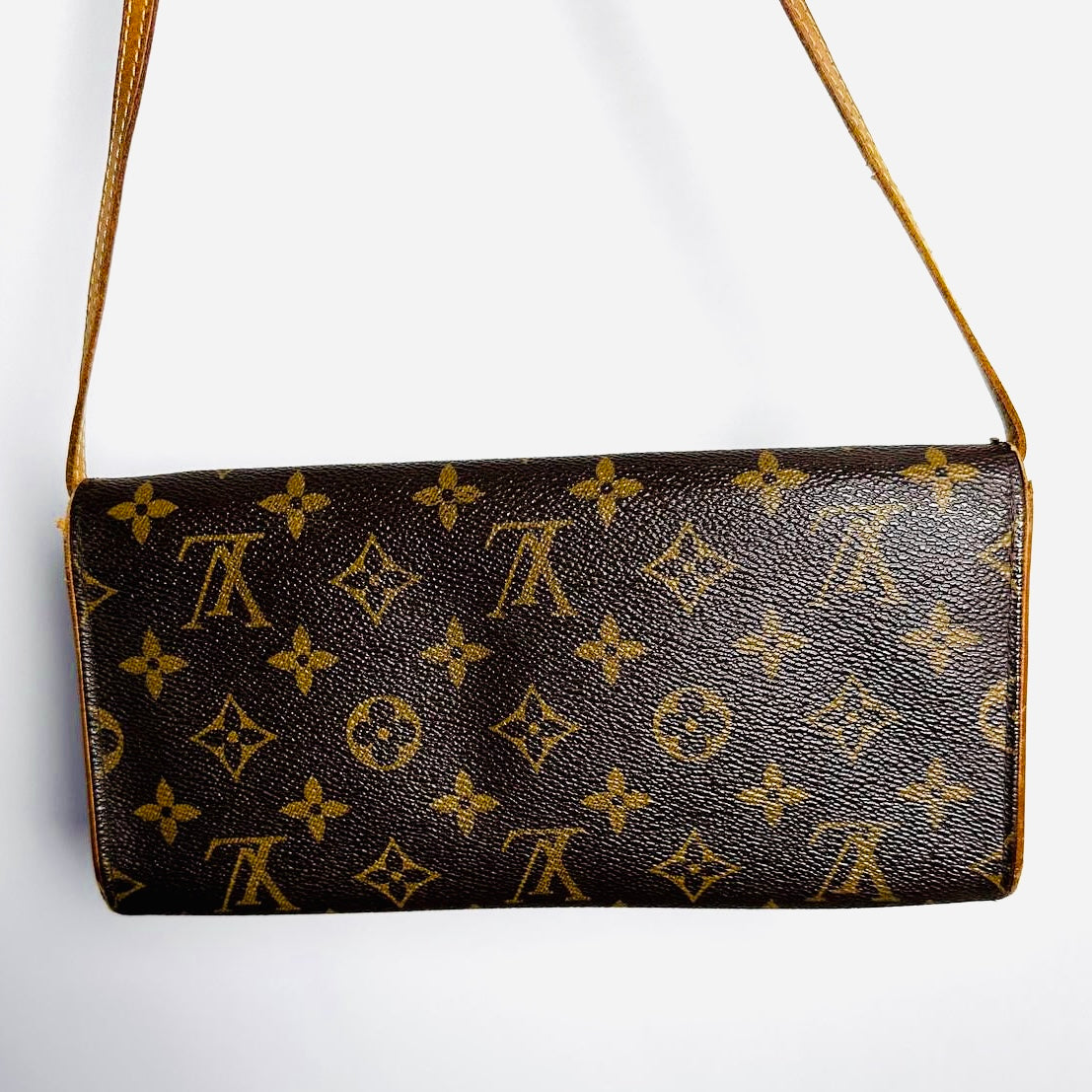 Louis Vuitton LV Pochette Twin GM Monogram Logo GHW Shoulder Sling Bag Pouch Clutch