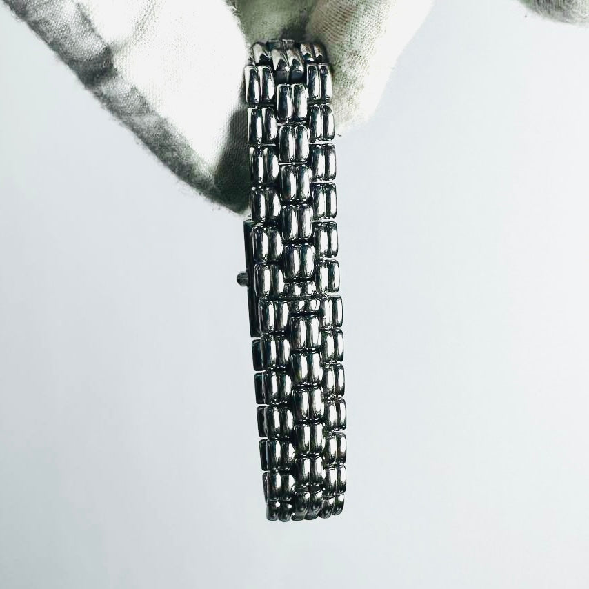 Fendi FF Monogram Logo White Dial 660L Rectangular Stainless Steel 15MM Quartz Watch