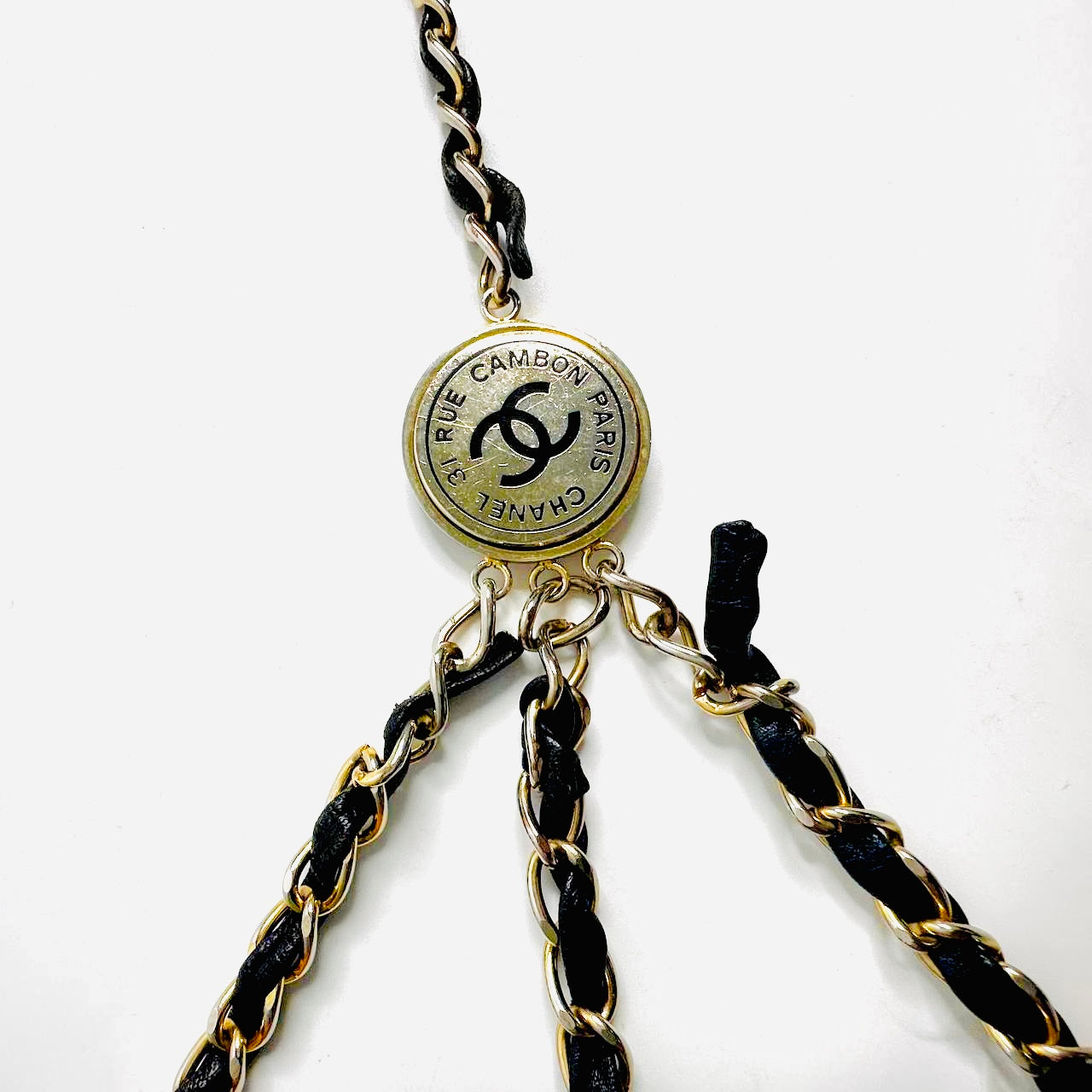 Chanel CC Black GHW Gold Giant Multiple Monogram Logo Chain Leather Layered Triple Iconic Belt