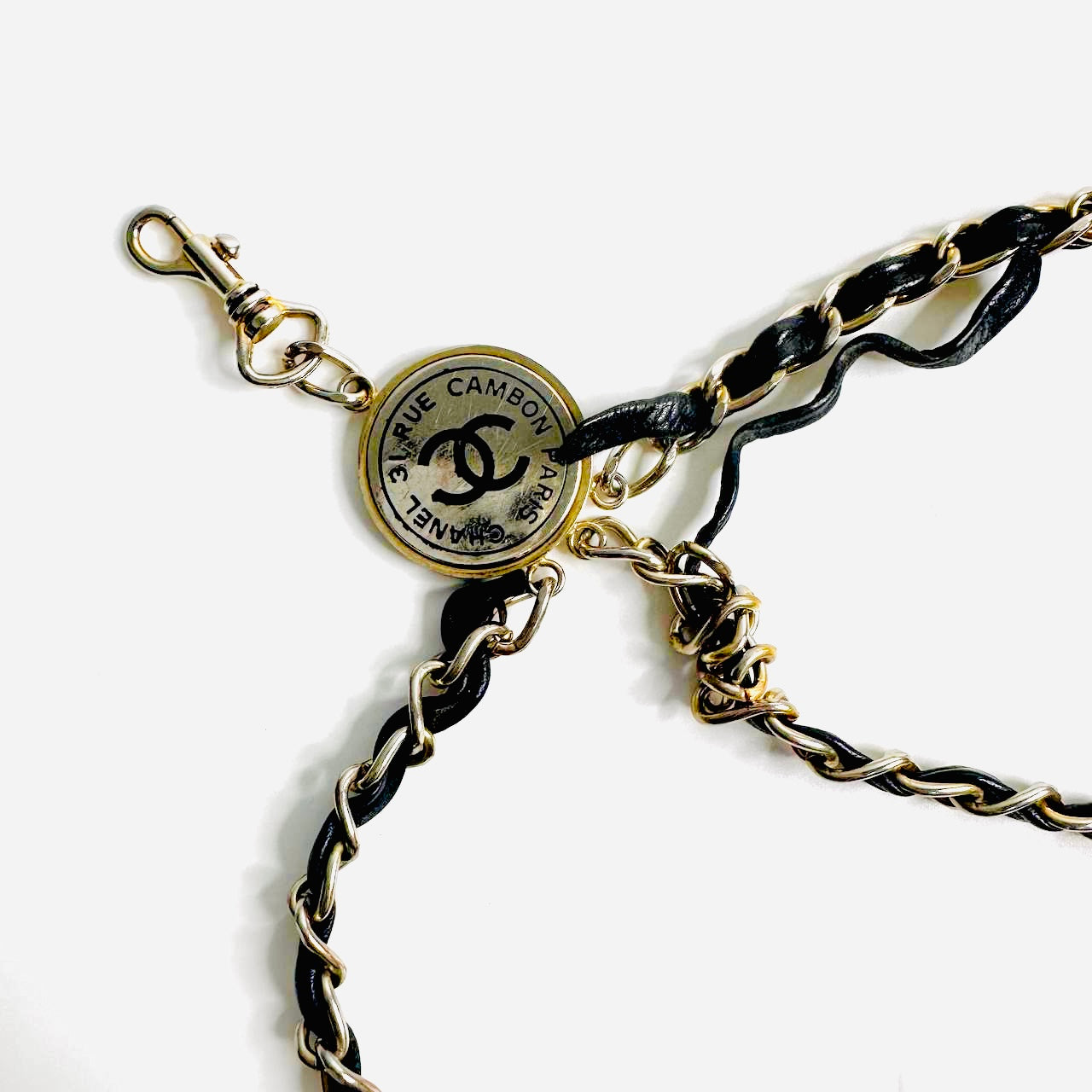 Chanel CC Black GHW Gold Giant Multiple Monogram Logo Chain Leather Layered Triple Iconic Belt