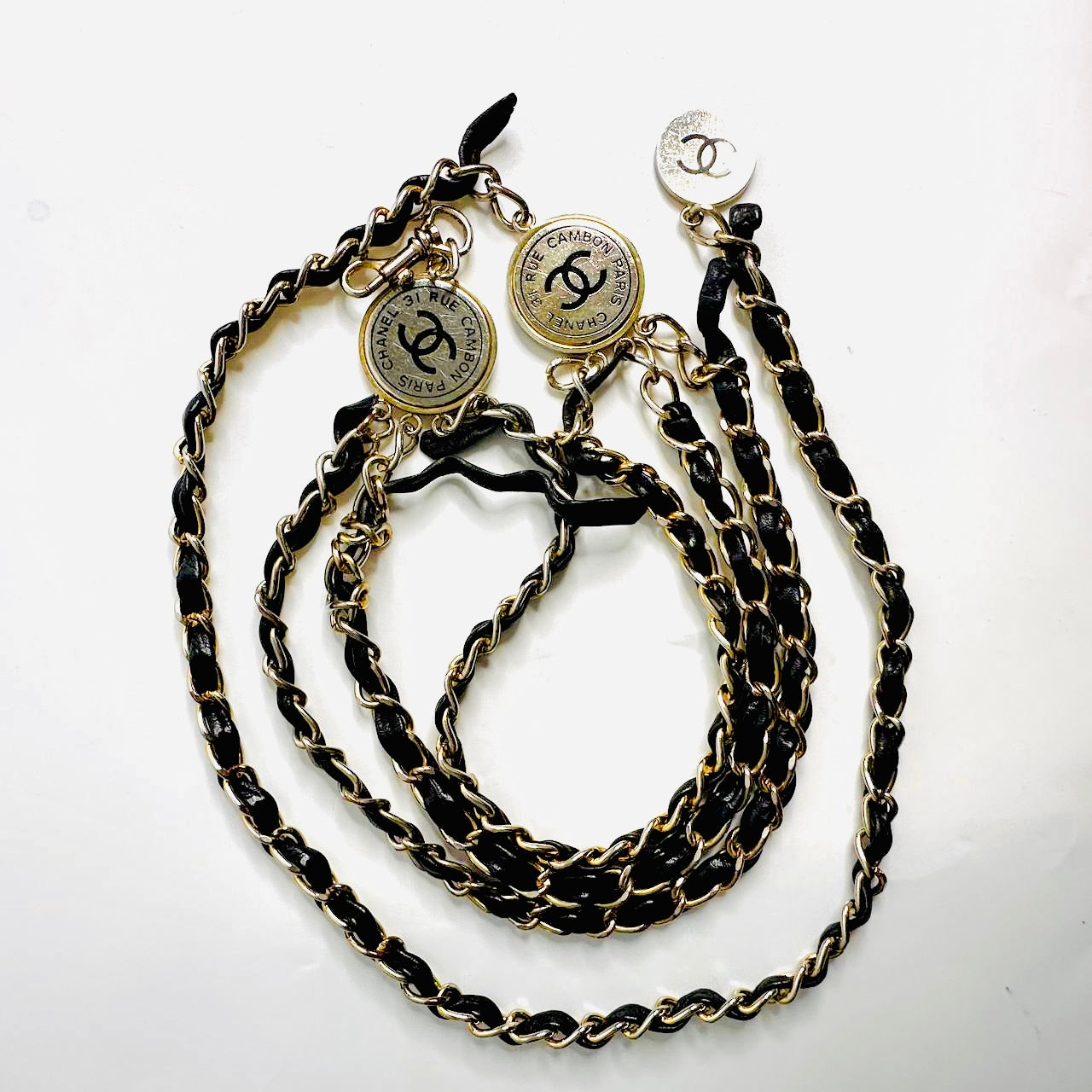Chanel CC Black GHW Gold Giant Multiple Monogram Logo Chain Leather Layered Triple Iconic Belt