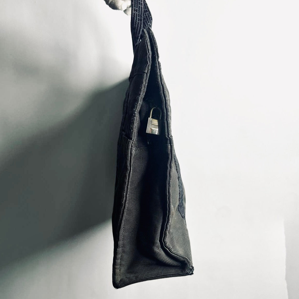 Hermes Black / Dark Grey Herline Fourre Fool Toile MM Structured Shopper Tote Bag