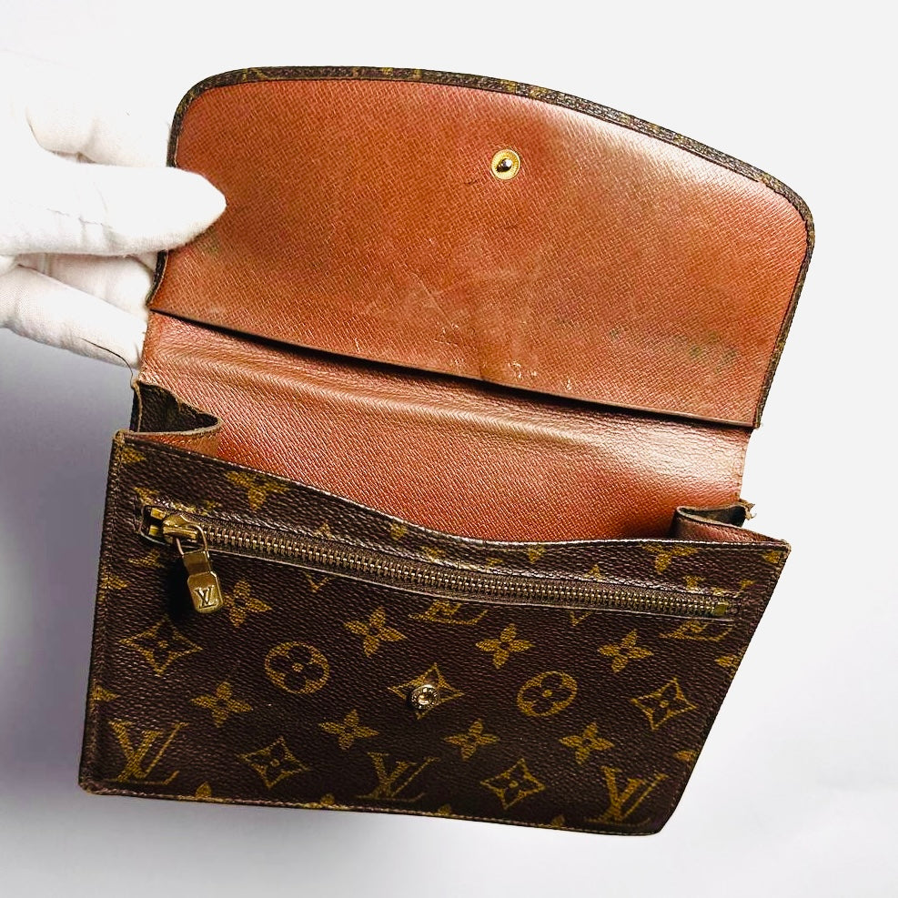 Louis Vuitton LV Monogram Logo GHW Flap Toiletry Pouch Clutch Case