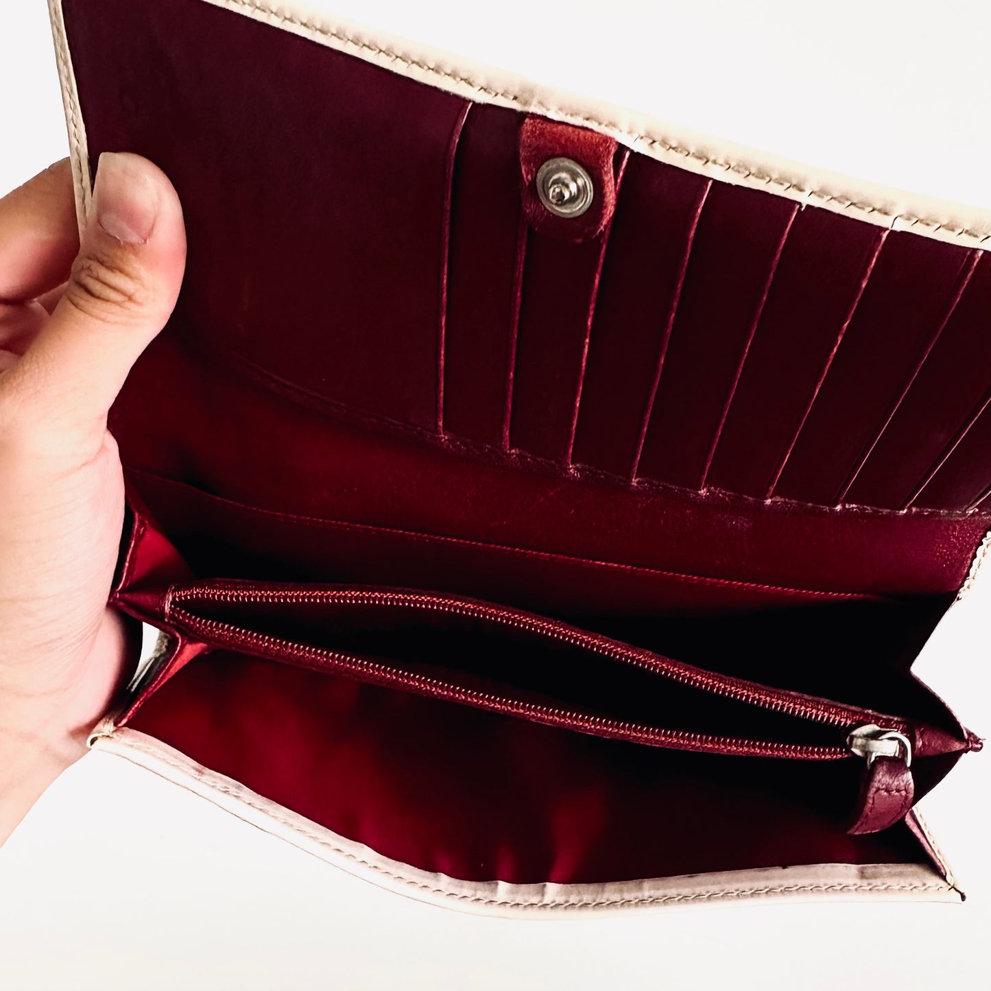 Christian Dior CD Red Oblique Monogram Logo Flap Bifold Long Wallet