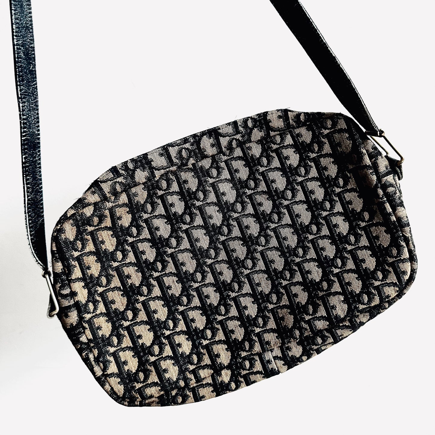 Christian Dior Navy Blue GHW Giant CD Monogram Logo Oblique Vintage Shoulder Sling Bag
