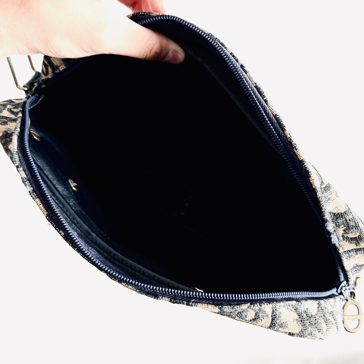 Christian Dior Navy Blue GHW Giant CD Monogram Logo Oblique Vintage Shoulder Sling Bag