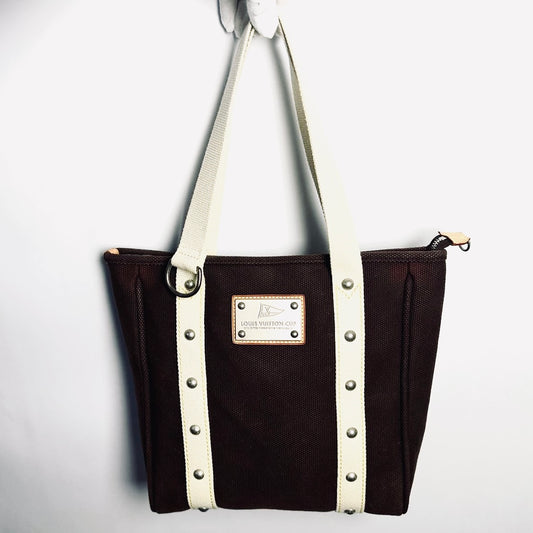 Louis Vuitton LV Brown Club Antigua MM Monogram Logo Top Handle Shoulder Tote Bag