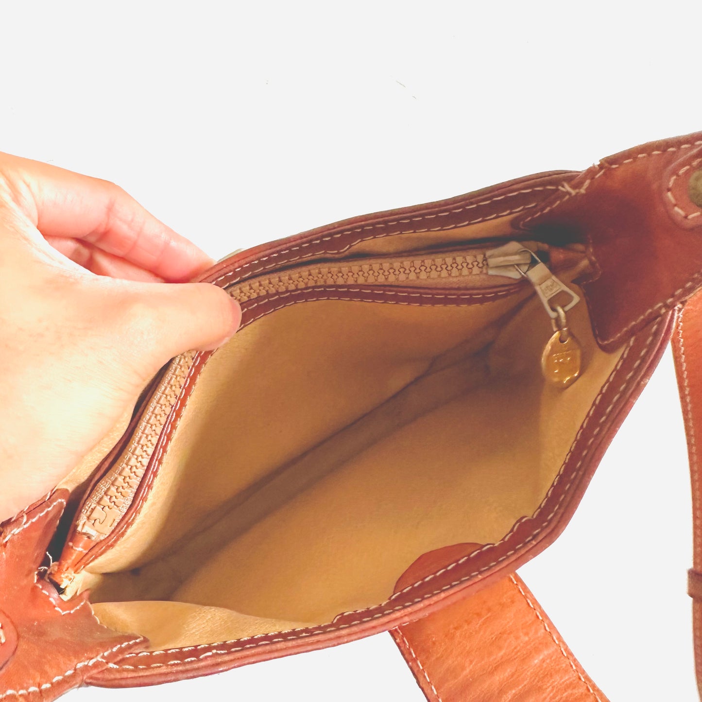 Celine Beige GHW Triomphe Macadam Monogram Logo Vintage Hobo Shoulder Sling Bag