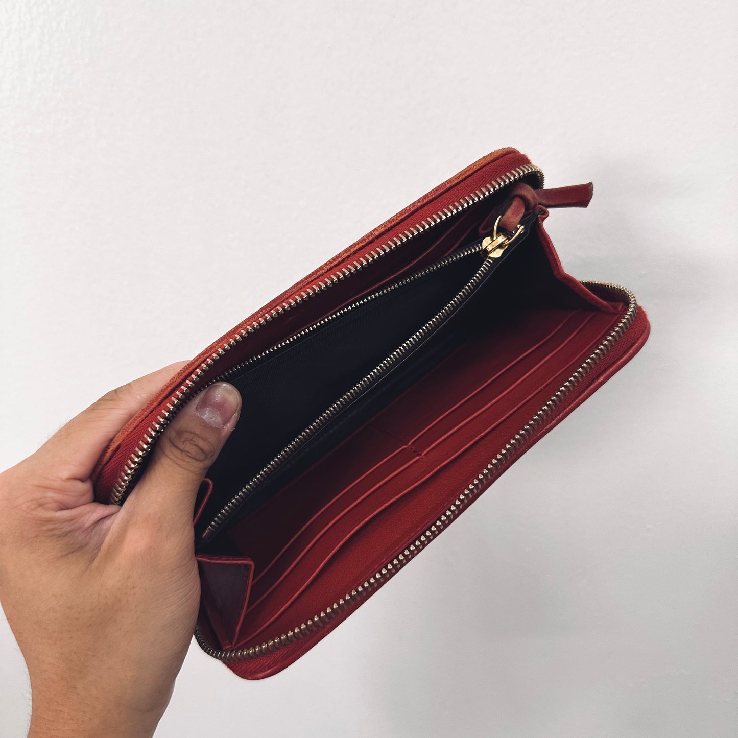 Bottega Veneta BV Dark Red GHW Continental Intrecciato Nappa Woven Leather Zip Around Zippy Long Wallet