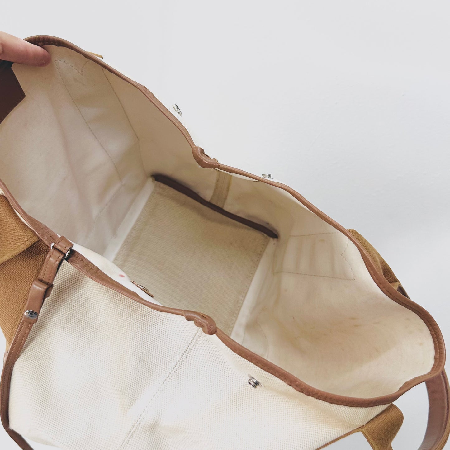 Balenciaga Cabas Caramel Brown / White Logo Small S Shopper Shoulder Tote Bag With Small Pouch