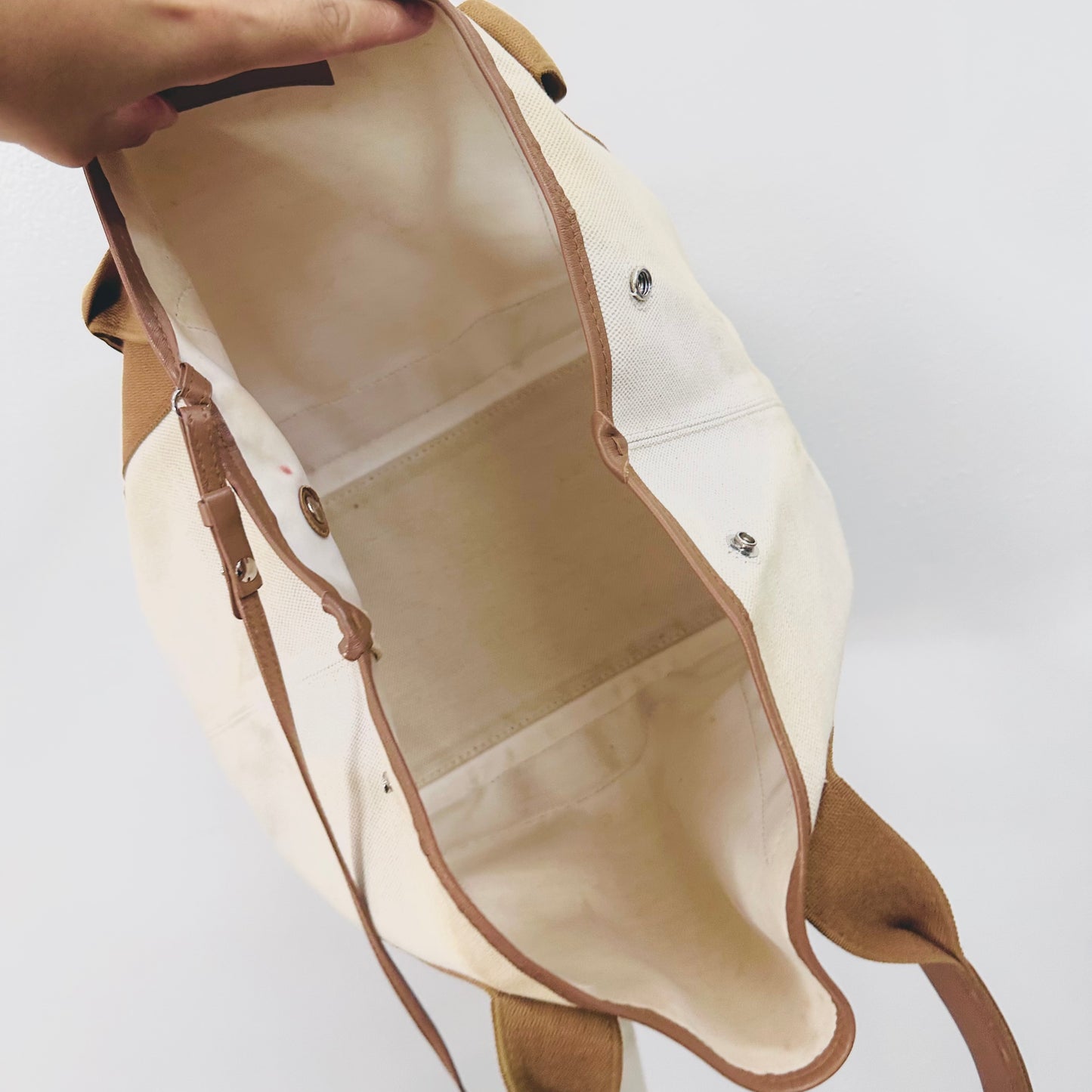 Balenciaga Cabas Caramel Brown / White Logo Small S Shopper Shoulder Tote Bag With Small Pouch