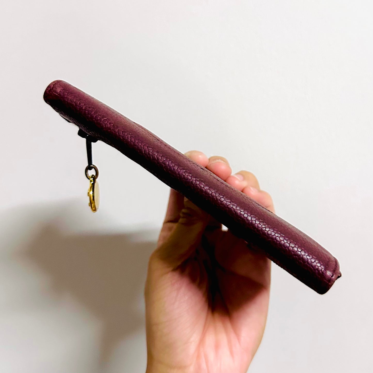 Chanel Maroon Red GHW Caviar Giant CC Logo Vintage Flap Compact Wallet 4s