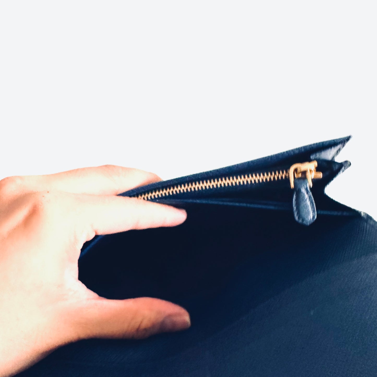 Prada Navy Blue GHW Saffiano Leather Monogram Logo Classic Continental Flap Long Wallet With Card Case
