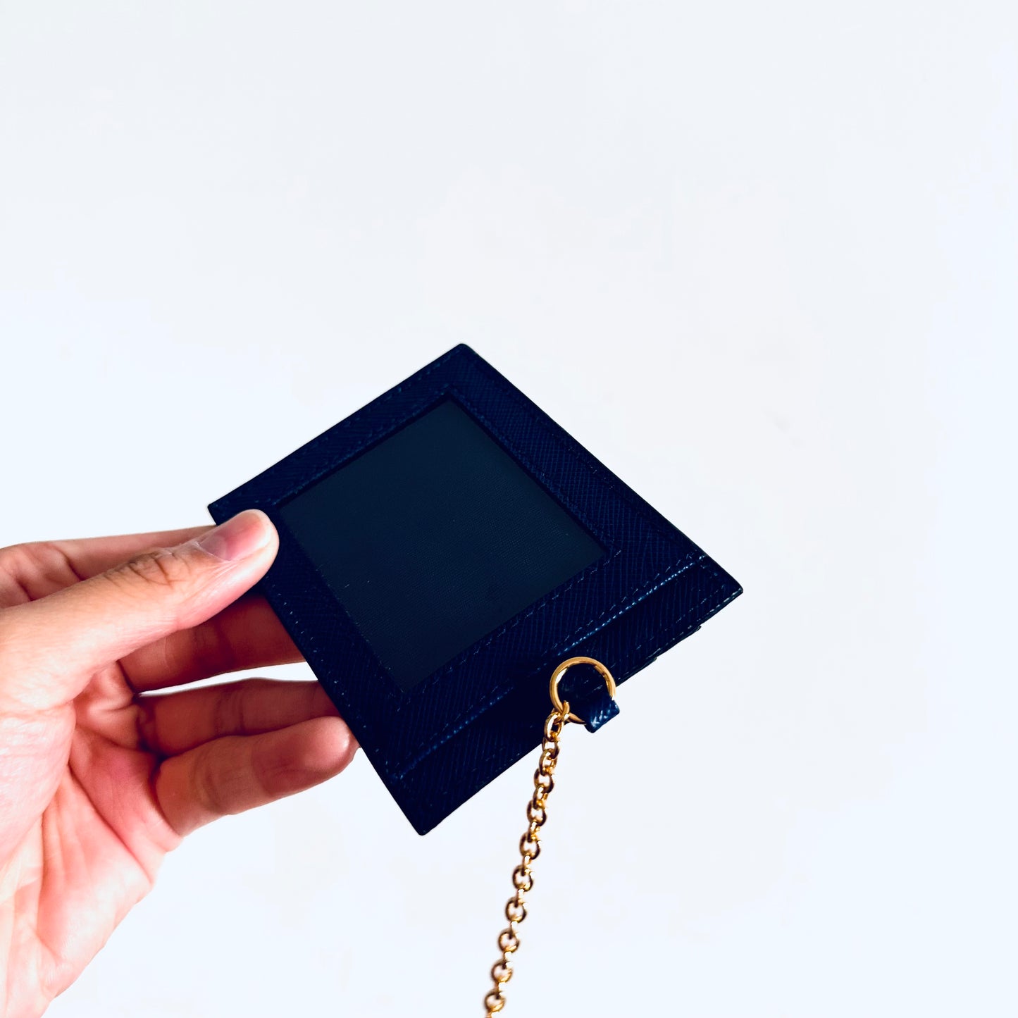 Prada Navy Blue GHW Saffiano Leather Monogram Logo Classic Continental Flap Long Wallet With Card Case