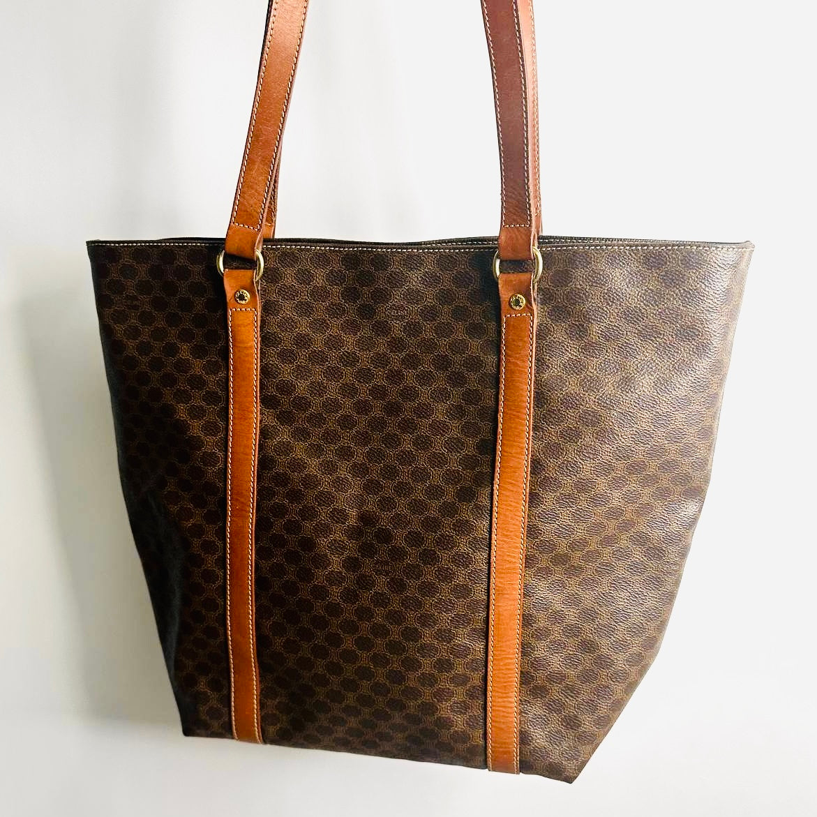 Celine Triomphe Bucket Macadam Monogram Logo GHW Vintage Shoulder Shopper Tote Bag