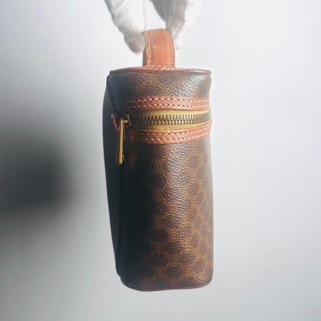 Celine Triomphe Macadam Monogram Logo Vintage Vanity Case Top Handle Bag
