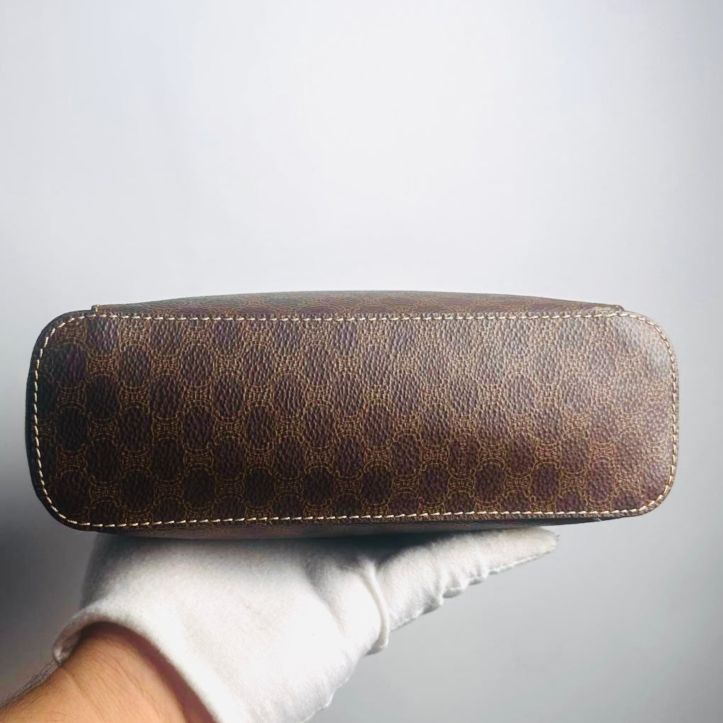 Celine Triomphe Macadam Monogram Logo Vintage Vanity Case Top Handle Bag