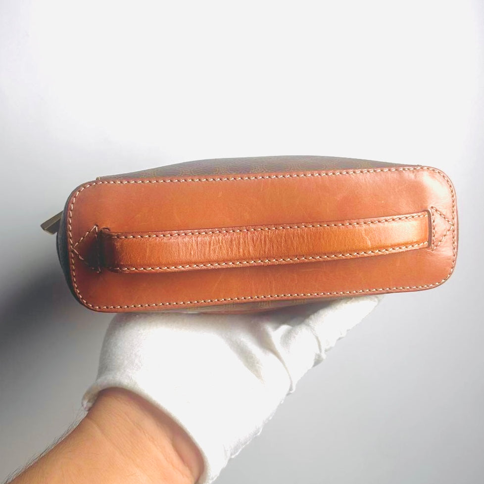 Celine Triomphe Macadam Monogram Logo Vintage Vanity Case Top Handle Bag