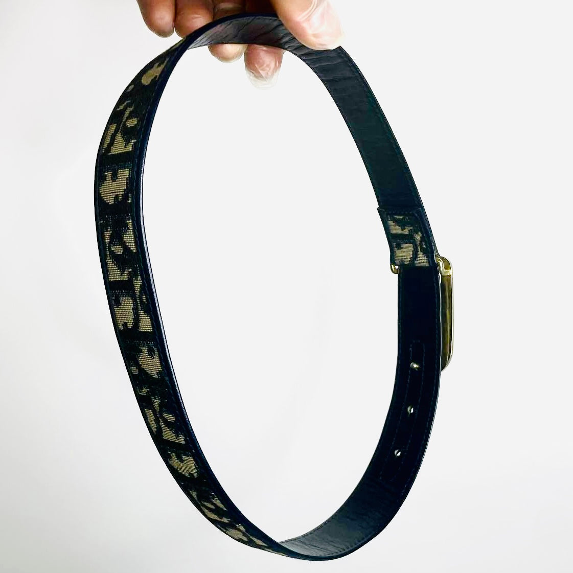 Christian Dior Navy Blue GHW Oblique Monogram Logo Iconic Classic 30MM Belt