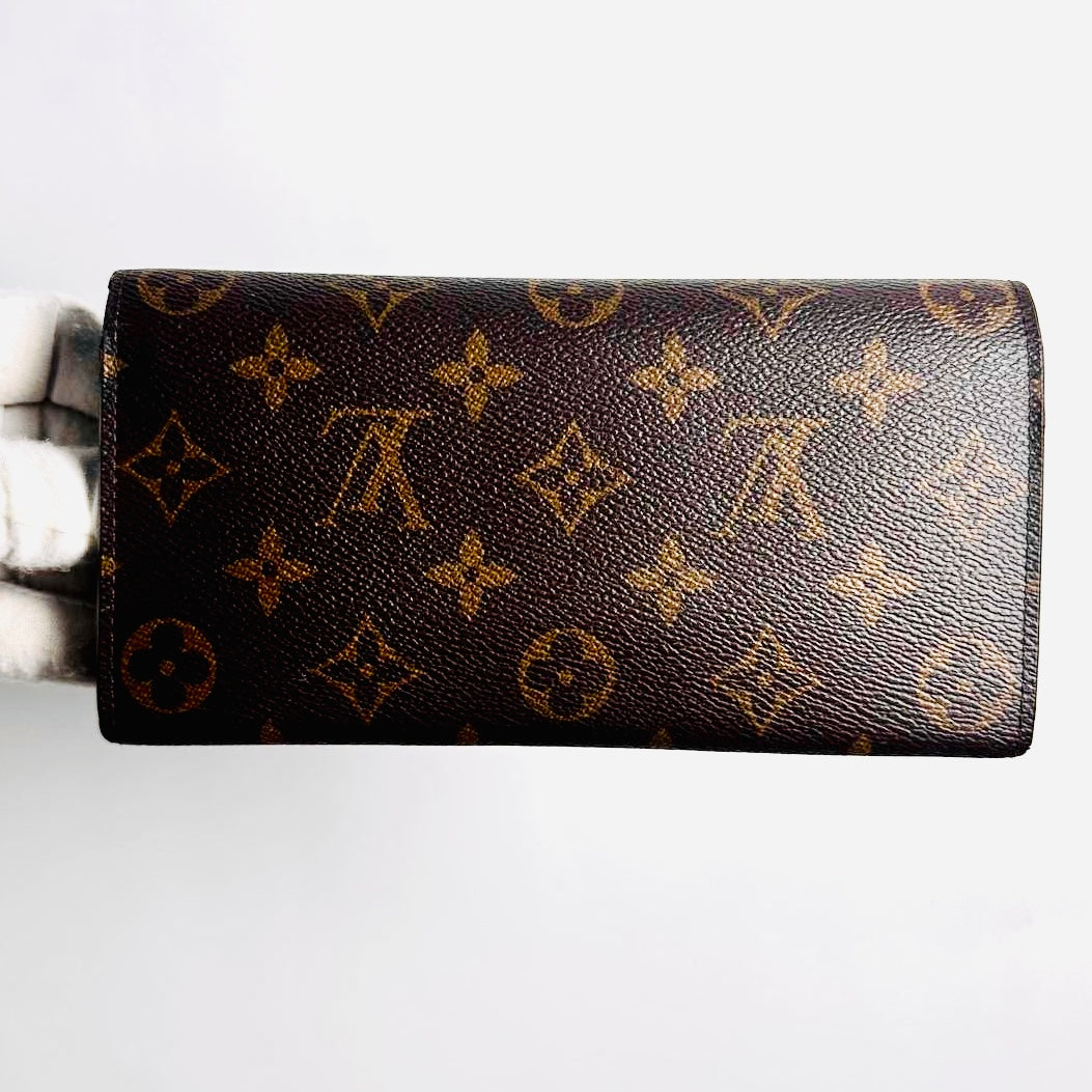 Louis Vuitton LV Emilie Monogram Logo / Fuchsia Pink GHW Flap Long Wallet